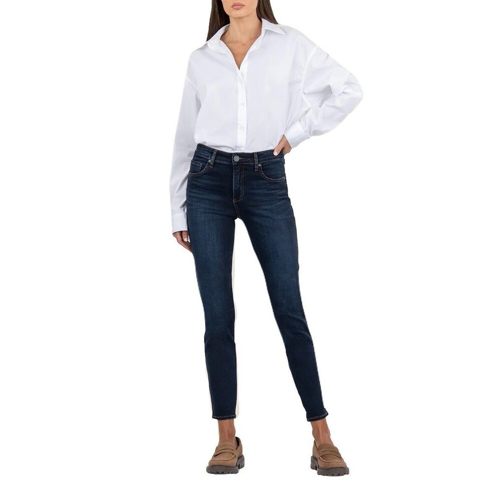 NEW Kut Womens Size 14 Diana Fab Ab High Rise Relaxed Fit Dark Wash Skinny Jean